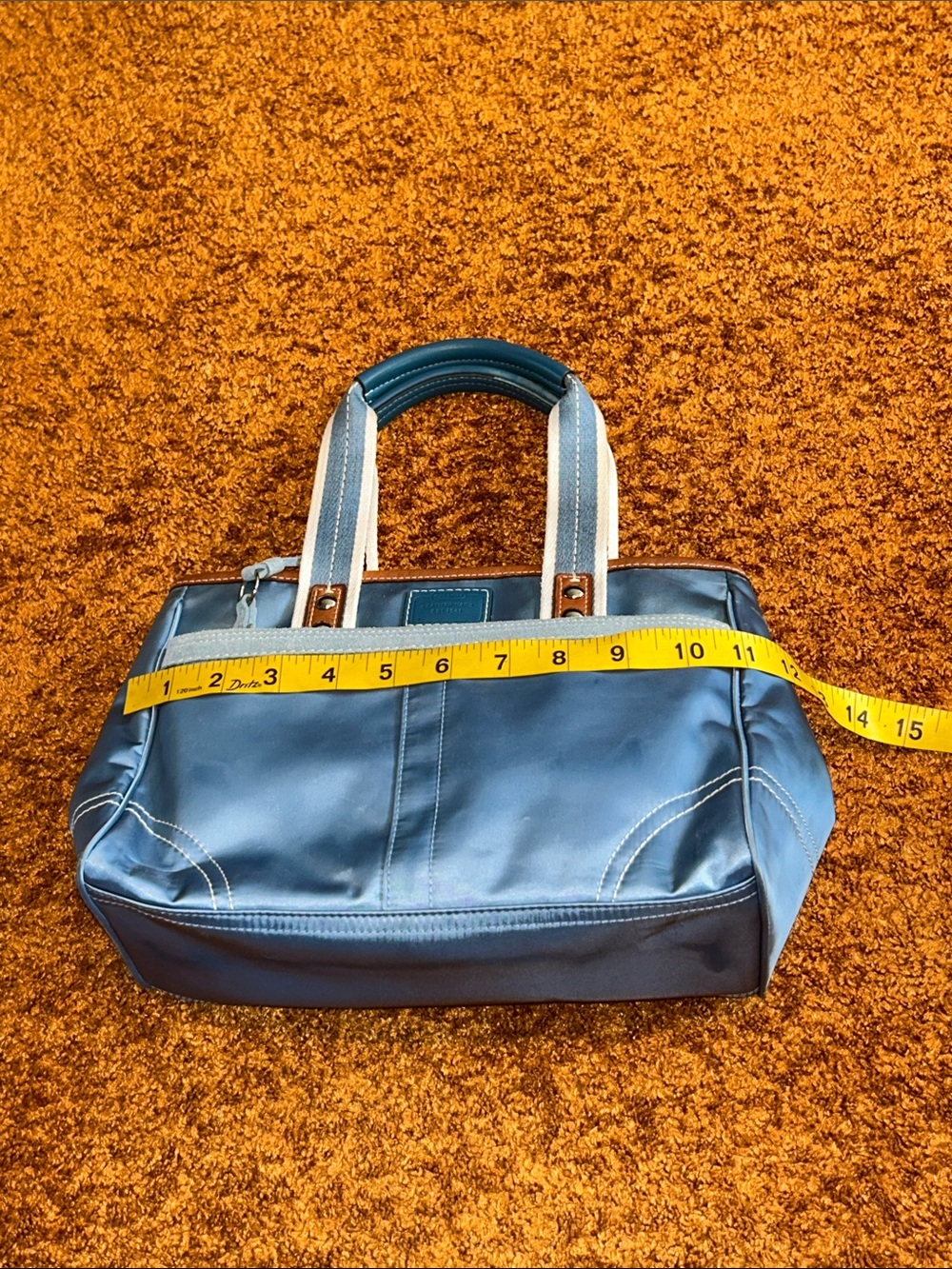 Coach Blue Satchel with Light Blue Trim and Dual Handles - Picture 2 of 9